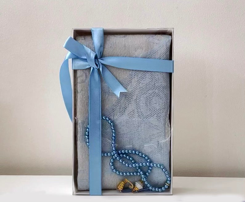 Blue - Prayer Mat and Tasbih Set