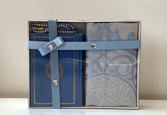 Blue - Quran, Prayer Mat and Tasbih Gift Set