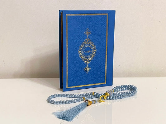 Blue - Quran, Prayer Mat and Tasbih Gift Set