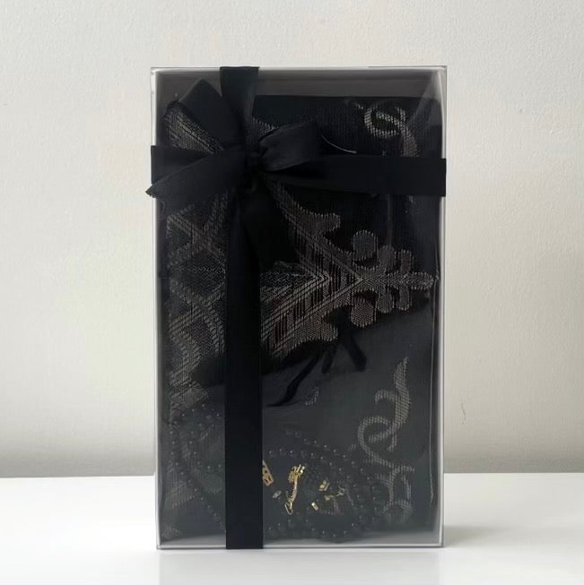 Black - Prayer Mat and Tasbih Set