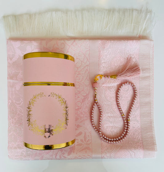 Pink - Prayer Mat and Tasbih Cylinder